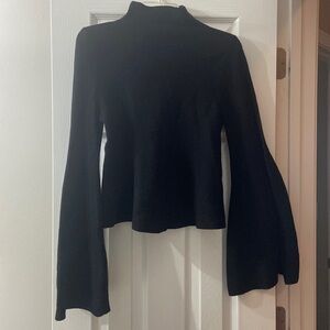 black bell sleeve sweater by shein